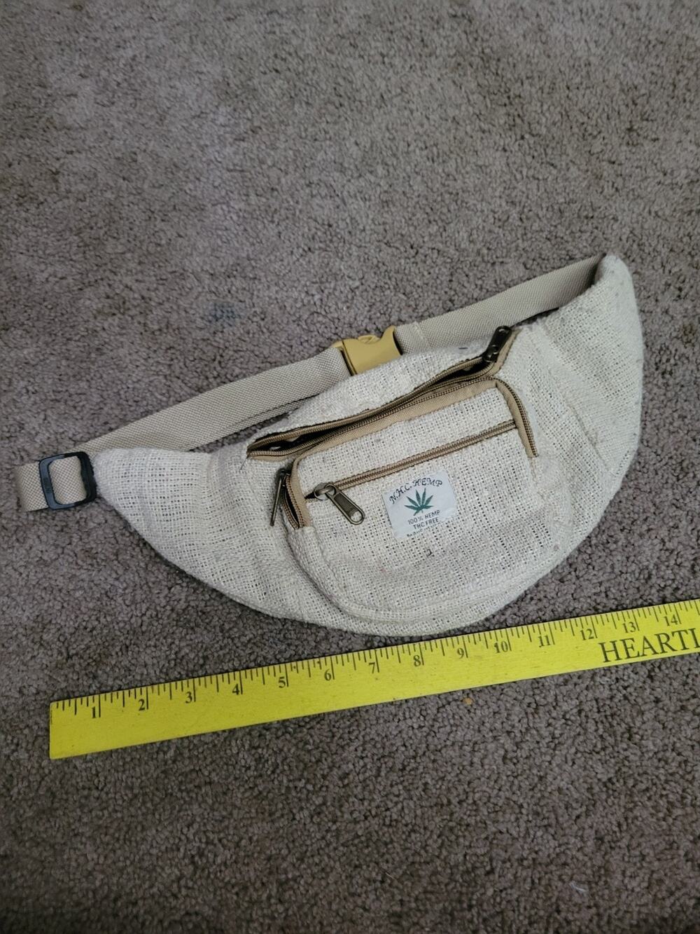 Natural Color Hemp Waist Bag, Money Bag for Unisex